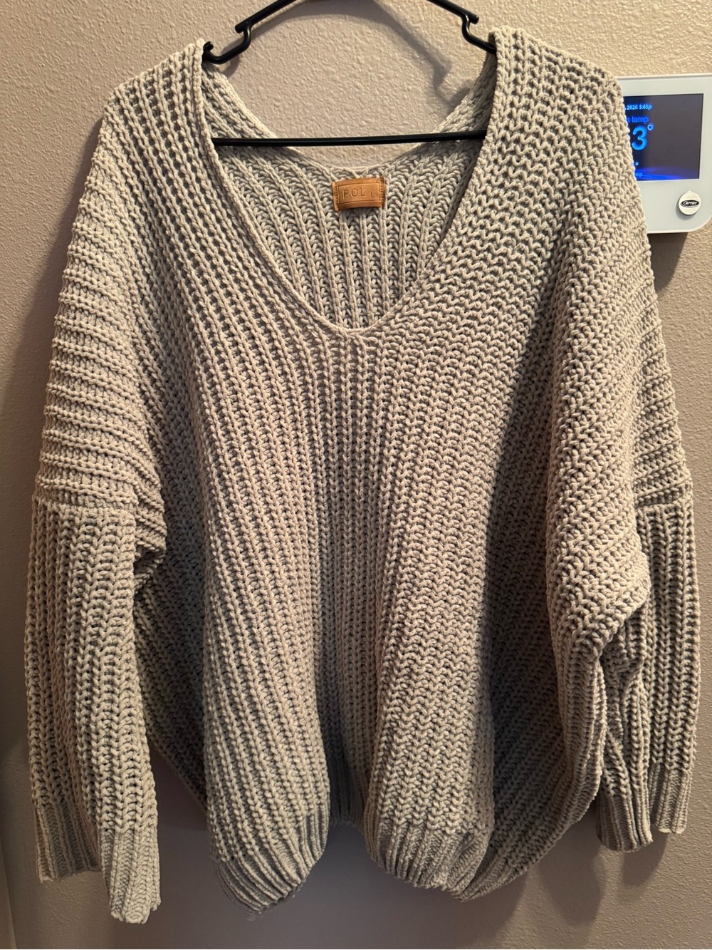 POL Cozy Oversized V-Neck Sweater in Sage